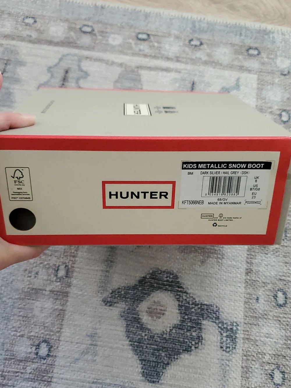 NWT Hunter Kids Insulated Metallic Short Snow Boots Sz8